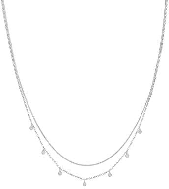 Elli Halskette Damen Layer Plättchen Anhänger Gehämmert Trend Blogger | 925 Silber