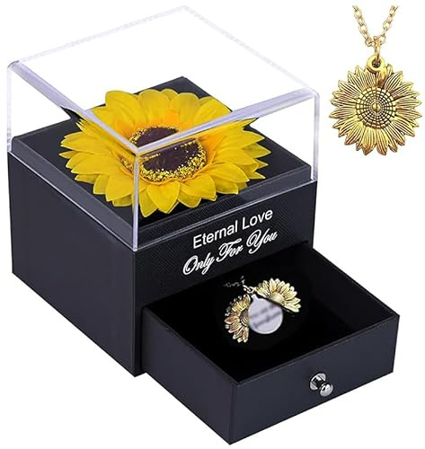 Valentine's Day Sunflower Gifts for Women - Birthday Gift for Mum Wife,You are My Sunshine Necklace with Gift Box,Unique Present for Mother Grandmother Girlfriend for Birthday,Anniversary,Christmas
