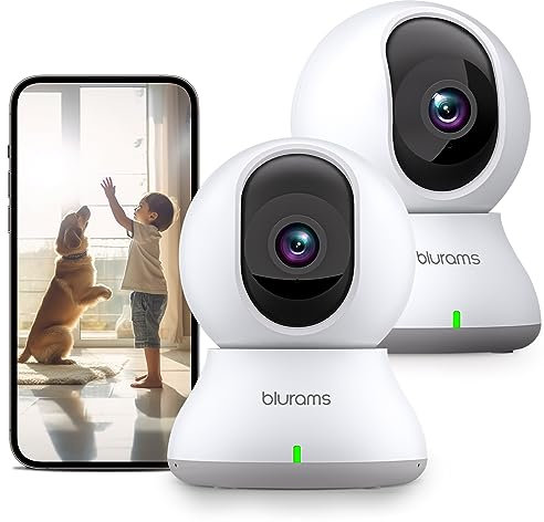 blurams Pet Camera 2K, Indoor Cameras, Dog Cam, 360° Home Security Camera, Night Vision, Motion Tracking, 2-Way Talk, Cloud&SD, APP Control, Works with Alexa, 2 Pack