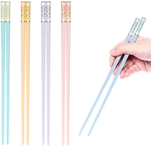 5 Paar Essstäbchen, Sushi Stäbchen, Chinesische Japanische Koreanische Asia Stäbchen - Rutschfeste Fiberglas, Wiederverwendbar, Spülmaschinenfest - Bunte Kirschblüten