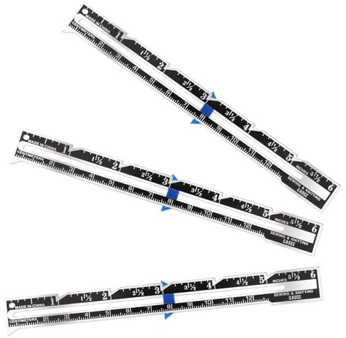 Molain 3 Stück Schieblehre Nähen Messwerkzeug, Nähen Lineal, Aluminium Nählineal Messen Doppelseitig Schneiderlineal Metall Patchwork Nähzubehör für DIY Stoff Handwerk(blau)