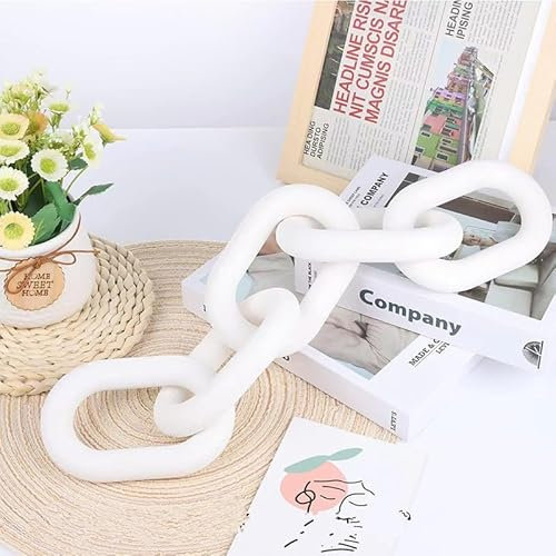 Decorazione con maglie di catena in legno,Ornamento con nodo di catena in legno a 5 maglie, Decorativo Boho intagliato a mano, Decorazione moderna per libreria,per tavolino da caffè,Ingresso,Fattoria