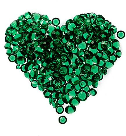 Clear Acrylic Rhinestone Diamonds Sparkling Table Scatters & Confetti for Weddings, Bridal Showers, Birthdays, Vase Fillers, & Party Decorations – Crystal Gems Elegant Décor – Emerald Green 2000