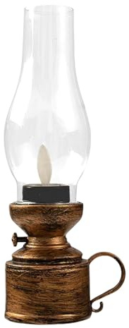 Lampada a cherosene vintage senza fiamma – 6 cm LED a petrolio in design retrò, lampada elettrica in PP, luce notturna decorativa per soggiorno, camera da letto, tavolo
