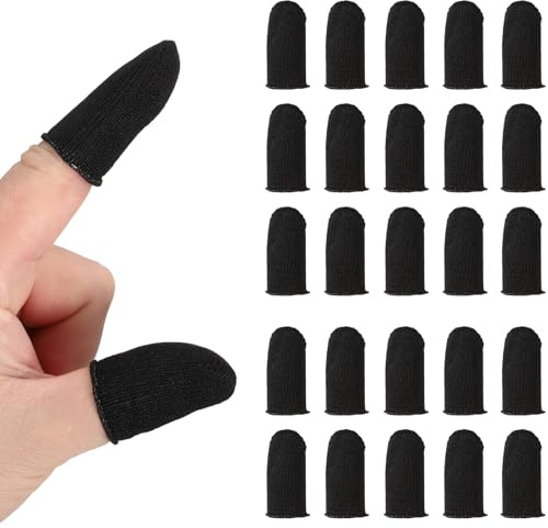 PATIKIL Guanti per Dita con Punta in Fibre d'Argento, 40 Pezzi Guanti per Gaming Antisudore Traspiranti per Dispositivi Touchscreen da Telefono, Nero