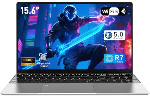 FUNYET Portátil Gaming Laptop,Win11pro Notebook, 15.6-Inch Procesador R5-7430U,32 RAM 1TB SSD, FHD 1920 * 1080 Ordenador Portátil, Teclado Retroiluminado, Desbloqueo por Huella Dactilar, BT5.0