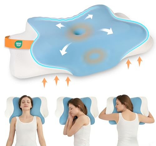 Cozary Cuscino Cervicale per Dormire, Cuscino Memory Foam, Cuscini per Cervicale Ergonomico per Dorme di Lato, Sulla Schiena e Sulla Pancia