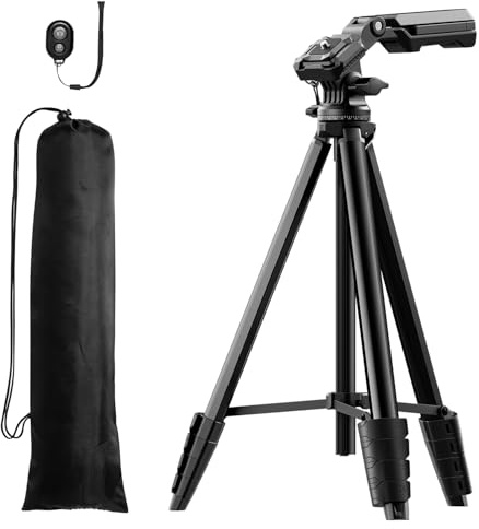 K&F Concept Trípode Ligero para Móvil, 42,5 cm Plegado, con Placa de Liberación Rápida, Soporte para Móvil y Correa, Altura Máxima de 158 cm, Capacidad de Carga de 3 kg para Fotografía y Cámaras