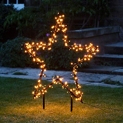 Lights4fun 255er LED Cluster Stern Silhouette warmweiß Weihnachtsbeleuchtung Außen 31V Stehend LED Stern Beleuchtet 100cm Stern Outdoor Weihnachtsdeko Aussen