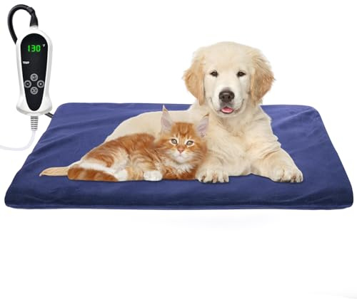 RIOGOO Coussin Chauffant pour Animaux de Compagnie, Grand pour Chien et Chat Coussin Chauffant électrique pour Chiens et Chats Tapis Chauffant d'intérieur (55x45cm)