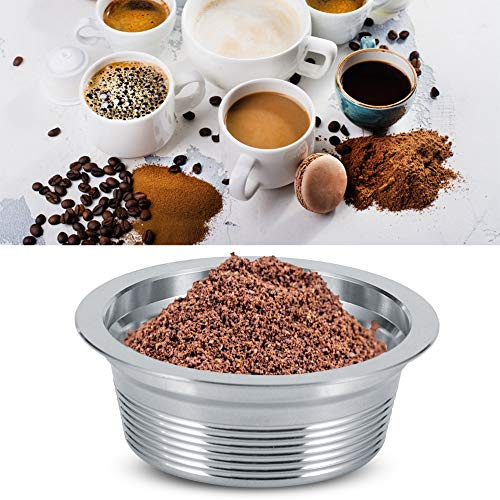 Reusable Refillable Coffee Capsule, Stainless Steel Coffee Capsule Cup Film Spoon Brush Set Fit for LAVAZZA A MODO MIO Coffee Machine