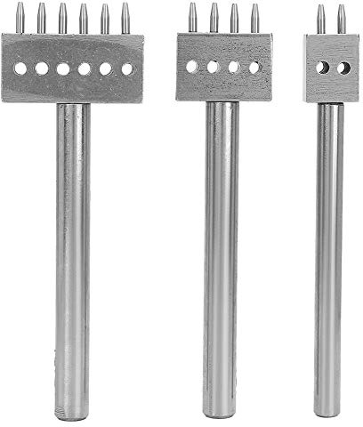 Leder Puncher, 3 Stück High Carbon Stahl Abstand Stanz werkzeug DIY Leder Craft Hollow Punch Set Handwerkzeug Puncher Stanzen für DIY Schnürung Nähen Schere Lederhandwerk[6mm]