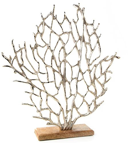 Seegras-Figur zum Hinstellen: Dekofigur aus Aluminium & Holz, Deko Sommer, Meer, Strand & Urlaub, Maritime Dekoration Bad & Wohnzimmer, Maritimdeko Innen, Baddeko Maritim, Tischdeko, 41 x 38 x 8 cm