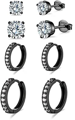Ohrstecker Ohrringe Set Silber Ohrstecker Kleine Creolen Sleeper Knorpel Huggie Silber Ohrringe für Damen Mädchen Herren