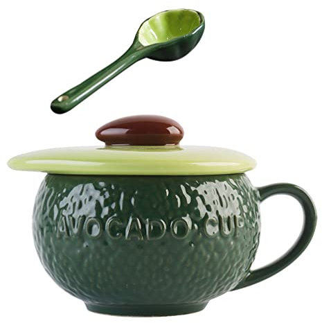Cabilock 1 Set Coppa Dell'avocado Zuppa Di Ceramica Tazzine Da Caffè in Ceramica Simpatiche Tazze Da Cartone Animato Tazza Da Caffè in Spumeggiante Di Leche Coccio Amanti Bello