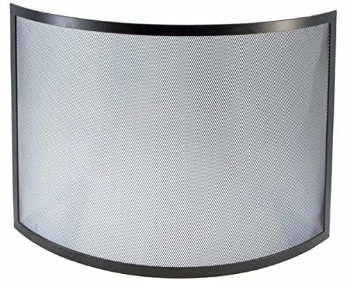 Grille de Protection pour cheminée, Grille Pare-feu Courbe en Fer forgé Coloris Noir - Hauteur 67 x Longueur 90 cm