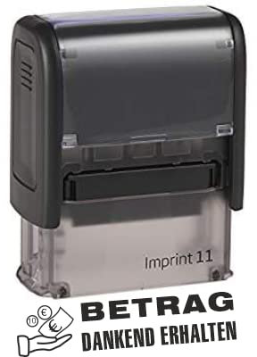 Selbstfärber Imprint 2/Lagertext – Betrag dankend erhalten - von Kaufhaus2010 – Office Stempel zur Kennzeichnung von Dokumenten 46 mm lang