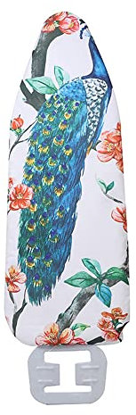 Highdi Bügelbrettbezug 140x50cm, Universal Einfache Installation Bügelbrettbezug für Dampfbügelstation, 3D Druck Blumen Bügelbrettabdeckungs mit 1 Bügeltuch (Pfau,140x50cm)