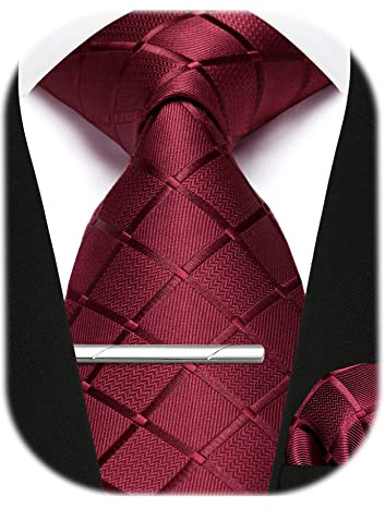 Enlision Herren Krawatten und Einstecktuch krawattenklammer Set Paisley Karierte Krawatte Taschentuch Krawattennadel Für Männer Business Hochzeit Tie Sets