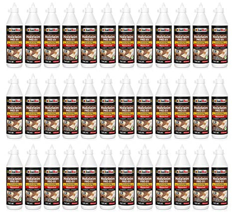 Isolbau Holzleim PRO-D3-36 x 750 ml (860 g) Extra starker Holzkleber für alle Holzarten, für Innen & Außen, Wasserfest, Lösemittelfrei