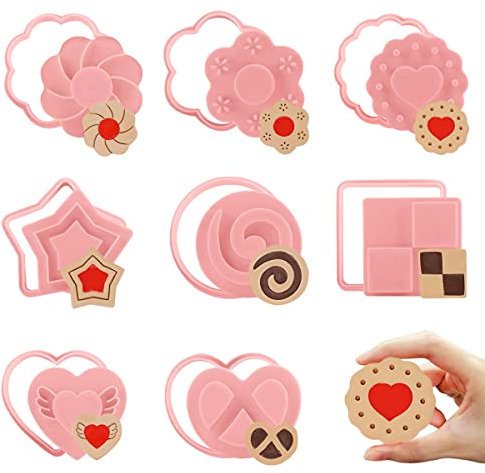 Formine per Biscotti, FainFun 8/9 Pezzi Acciaio Inox Stampi Biscotti, Tagliabiscotti Natalizi Set per la Preparazione di Biscotti, Decorazioni di Torte, Cioccolato Mini Formine per Biscotti (B)