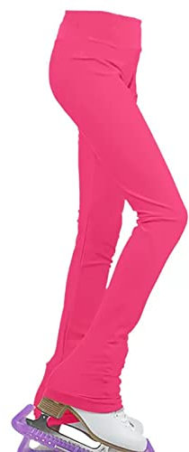 Youthful flying Damen Mädchen Eiskunstlauf Hose Strumpfhosen Stretchy Thermo Schlittschuh Leggings für Wettkampf und Training(Size:l,Color:Rosa)