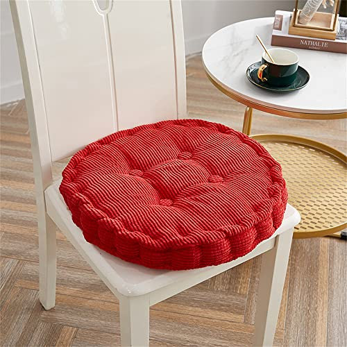 Lukery Stuhlkissen Runden, Baumwolle Weiche Sitzkissen Komfort Stuhlauflage als Stuhl Kissen für Outdoor & Indoor Gartenstuhl, Küche oder Esszimmerstuhl (Rot,45X45CM)