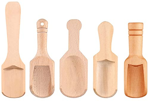 HAOBIN 5-teilige Klein Teeschaufel - Holz Mini Schaufel für Kaffee, Gewürze, Tee & Küchenutensilien