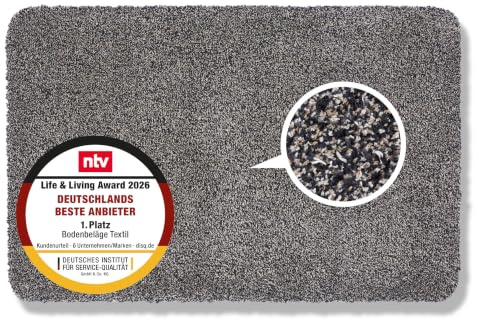Rutschfeste Schmutzfangmatte innen waschbar Anthrazit 80x120cm rechteckig | Saugfähige Sauberlaufmatte Innenbereich Entra SAUGSTARK pflegeleicht Sauberlaufmatte 100% Baumwolle Türmatte robust Fußmatte