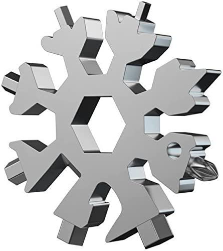 LSSEDA 18-in-1 Snowflake Multi Tool,Incredible Tool,Snowflake Snowflake Wrench Tool Hex Wrench Multifunctional Camping Outdoor Survival Bottle Opener Screwdriver (Color : Sliver)