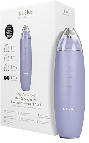 GESKE MicroDermabrasion Blackhead Remover 7 in 1 Mitesserentferner | SmartAppGuided™ MicroDermabrasion Blackhead Remover | Elektrischer Porenreiniger | Innovativer Vakuumsauger