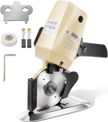 SONLED Taglierina rotativa elettrica per Tessuti, tagliatrice per Pelle a Coltello Tondo, taglierina rotativa, Spessore di Taglio Massimo 35 mm, affilatura Automatica, per Tessuti, Pelle e Moquette