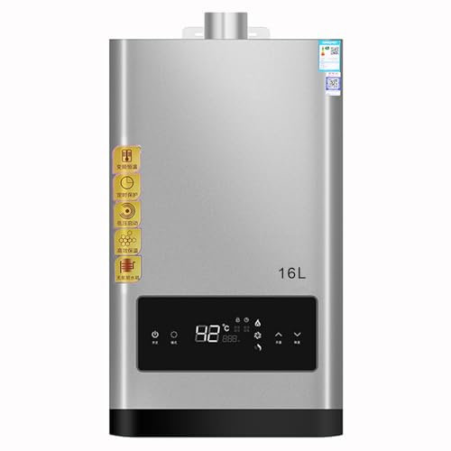 Calentador de Agua gas Natural, Calentador de Agua Natural de Temperatura Constante de Frecuencia Variable, Pantalla Digital Fahrenheit, Protecciones Múltiples, 16L Instalado en Ventilación Interior.