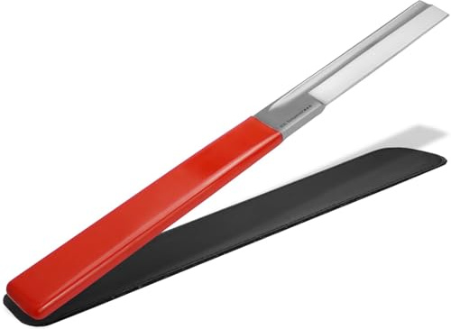 InstrumenteNrw Hufsohlenschaber für Pferde Große scharfe gerade Klinge | Hornwand Huftrimmer Hufmesser Rostfreie Edelstahl Klinge 30,5 cm mit rutschfestem Griff und Etui zur Aufbewahrung