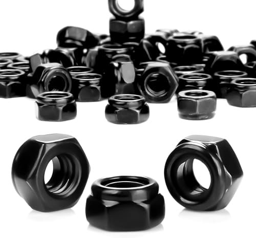 Tuercas autoblocantes M3 de acero al carbono, tuercas M3, 55 unidades, DIN985, color negro, tuercas hexagonales, tuercas hexagonales, tuercas de parada, tuercas de bloqueo autoblocantes, juego de
