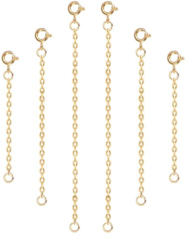 Mikovivi 6 Pezzi di Catene Prolunghe per Collana, Prolunghe per Gioielli in Acciaio Inossidabile da 5 cm, 7,6 cm, 10 cm, Prolunga per Bracciale per Gioielli Collana Bracciale Cavigliera (Oro)