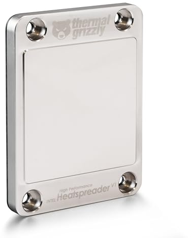 Thermal Grizzly Intel Heatspreader V1 - Hochleistungs-Heatspreader für Intel CPUs - Diamantgefräste & vernickelte Präzisionsoberfläche - Made in Germany | 207 Prozent größere Oberfläche, vernickeltes Kupfer, diamantgefräst, flüssigmetallkompatibel, LGA1700, Intel 12 13 14 Gen
