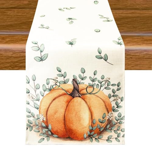 Aitsite Runner Da Tavola Autunnale, Autunno Decorazioni, Zucca Autumn Decor, Decorazione Runner Autunnale, Decorazione Per Esterni, Decorazioni Autunnali casa 40 X 180cm (Eucalyptus Pumpkin)