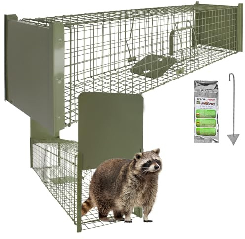 Petigi Lebendfalle Drahtfalle Marder Lebend Wiesel Garten Kaninchen Abwehr Fuchs Umsiedeln Falle Haus Zubehör Vertreiben Dachboden 150 x 34 x 34 cm Grün