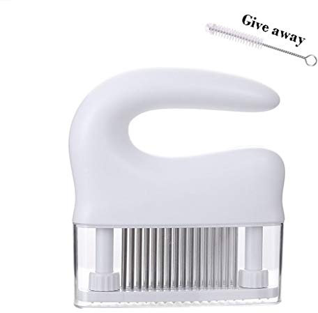 YUHRSTO Tenditore per Carne Batticarne con 48 in Acciaio Inox Ultra Sharp ago Lame, Cucina Che Cucina Migliore Strumento a intenerire, barbecue (Bianco) Tenditore di Carne(Wit)
