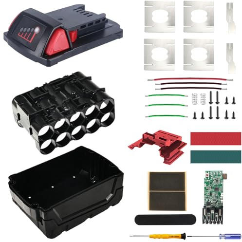 ZHUROUPU 18 V 18650 Akku-Gehäuse Ersatz für Milwaukee M18 3.0Ah 4.0Ah 5.0Ah | 10 Zellen, Ersatz für selbstgebautes Batteriegehäuse, umfassender Schutz, präzise Passform im Inneren, stabile