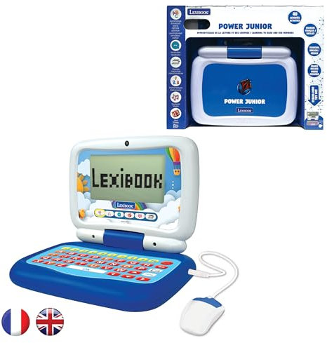 Lexibook, Power Junior, Ordinateur Portable éducatif bilingue FRANÇAIS/Anglais avec 40 activités Dont Une Nouvelle façon d'apprendre à Lire et à Compter, JC398i1