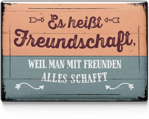 LANOLU Kühlschrankmagnete lustig- Es heißt Freundschaft- lustige Magnete mit Sprüchen und witzigen Motiven 8x5,5cm