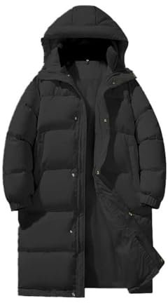 Veste longue bouffante avec capuche pour homme – Veste d'extérieur en duvet imperméable – Veste chaude – Manteau long coupe-vent – Manteau de randonnée – Manteau décontracté – Veste de neige – Veste