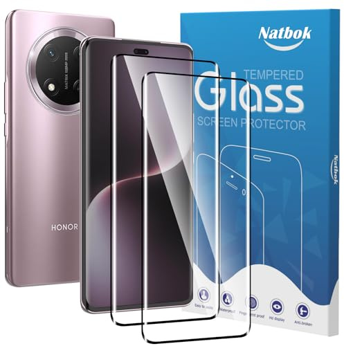 Natbok 2 Piezas 3D Protector de Pantalla para Honor Magic 7 Lite 5G,Dureza 9H,Antihuellas,Sin Burbujas,Cobertura Completa,Ultra Transparente Premium Cristal Vidrio Templado para Honor Magic7 Lite