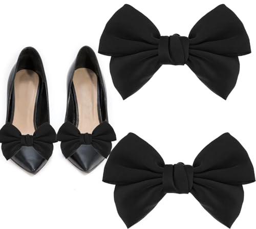 VEKXAR 2PCS Clip per Scarpe Nere da Donna con Fiocchi, Tacchi e Accessori per Abbellimento