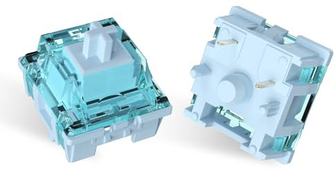 ELUTENG Interruttore a Tastiera Meccanico, 100 Pezzi Interruttore Blu di Ricambio 5 Pin Pre-Lubrificato Interruttore Tattile Tastiera Meccanica Switch per la Tastiera da Gioco Meccanica MX
