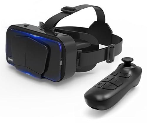 Casque de réalité virtuelle 3D avec contrôleur, ensemble de lunettes de réalité virtuelle universel, casque de réalité virtuelle réglable, distance de pupille réglable pour enfants et adultes, jeux