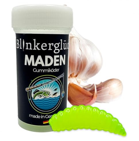 Blinkerglück Kunstmaden 4 cm – 12 Gummiköder mit Aroma für Forelle & Friedfisch | weiche Kunstmade für Karpfen & Brassen | Softbait zum Grundangeln & UL-Angeln