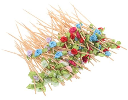 KOCKSHION 100piezas Palillos De Brochetas De Frutas Para Fiestas y San Valentín Diseño Floral